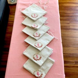 6 Pristine VTG Heirloom Fine Linen Cross Stitch Bridge Card Table Covers 32x32”